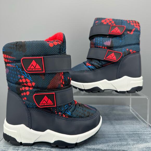 NEW Nova Mointain Boy’s Insulated Snow Boots Navy/Red Size 7 - Picture 1 of 10